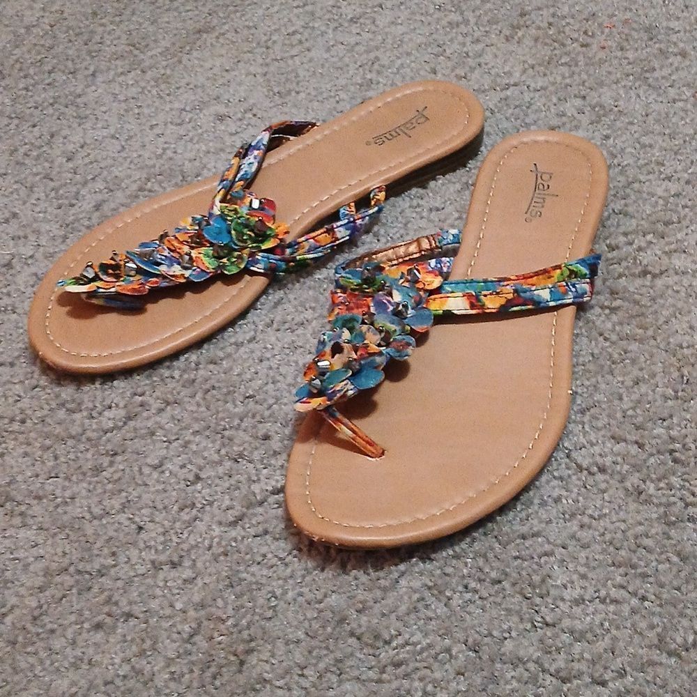 Palms embellished sandals  Sz 12 EUC